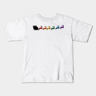 Santa and Sleigh with LGBTQ Pride Rainbow Reindeer Christmas Design Kids T-Shirt